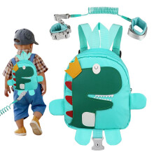 Backpack Leash for Toddlers + Anti Lost Wrist Link, Dinosaur Kids Backpack Harness with Leash for 1-5 Years Old Boy and Girl Christmas Gift (Blue)