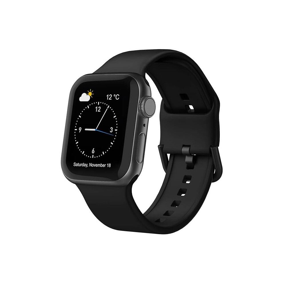 Sport Band Compatible With Apple Watch Bands 41Mm 40Mm 38Mm, Soft Silicone Wristbands Replacement Strap With Classic Clasp For Women Men- Black 7770197721721