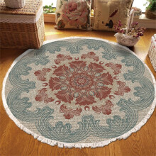 Mandala Cotton Living Room Rug, Bohemian Round Woven Rug with Fringes Machine Washable Entrance Floor Mat for Bedroom, Hallway (60 cm, Brown)