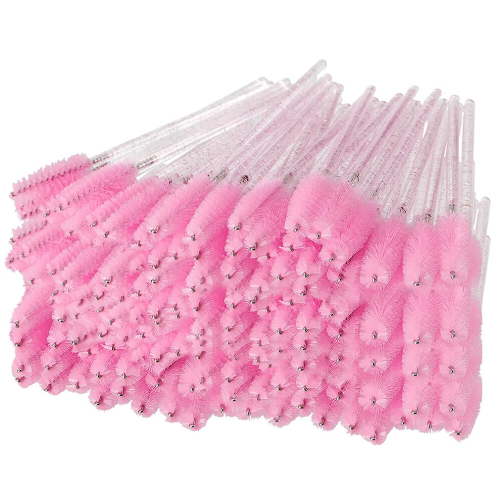 Tianfu Crystal Eyelash Brush, Disposable Mascara Wands, Lash Spooly Brushes For Eyelash Extensions, Eyebrows Supplies-Pink