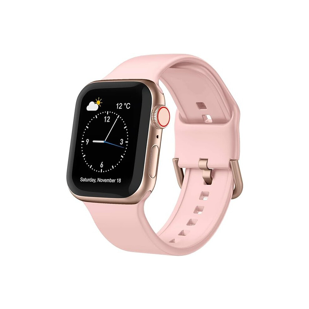 Sport Band Compatible With Apple Watch Bands 41Mm 40Mm 38Mm, Soft Silicone Wristbands Replacement Strap With Classic Clasp For Women Men- Pink 7770197721769