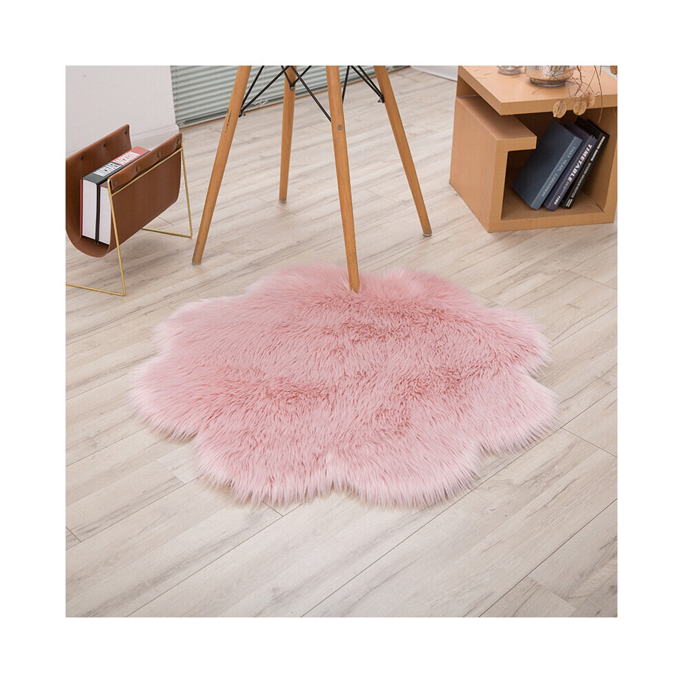 Faux Sheepskin Wool Rug, Synthetic Sheepskin Fluffy Soft Luxury Wool Sofa Rug Cushion Decorate Your Living Room and Bedroom (45cm,Light Pink)-image-OPC-PCFCPNR-NEW