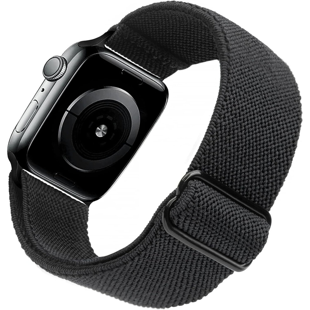 Stretchy Watch Band Compatible For Apple Watch Band 41Mm 40Mm 38Mm Comfortable Adjustable Sport Band For Women Men - Black 7770197721585