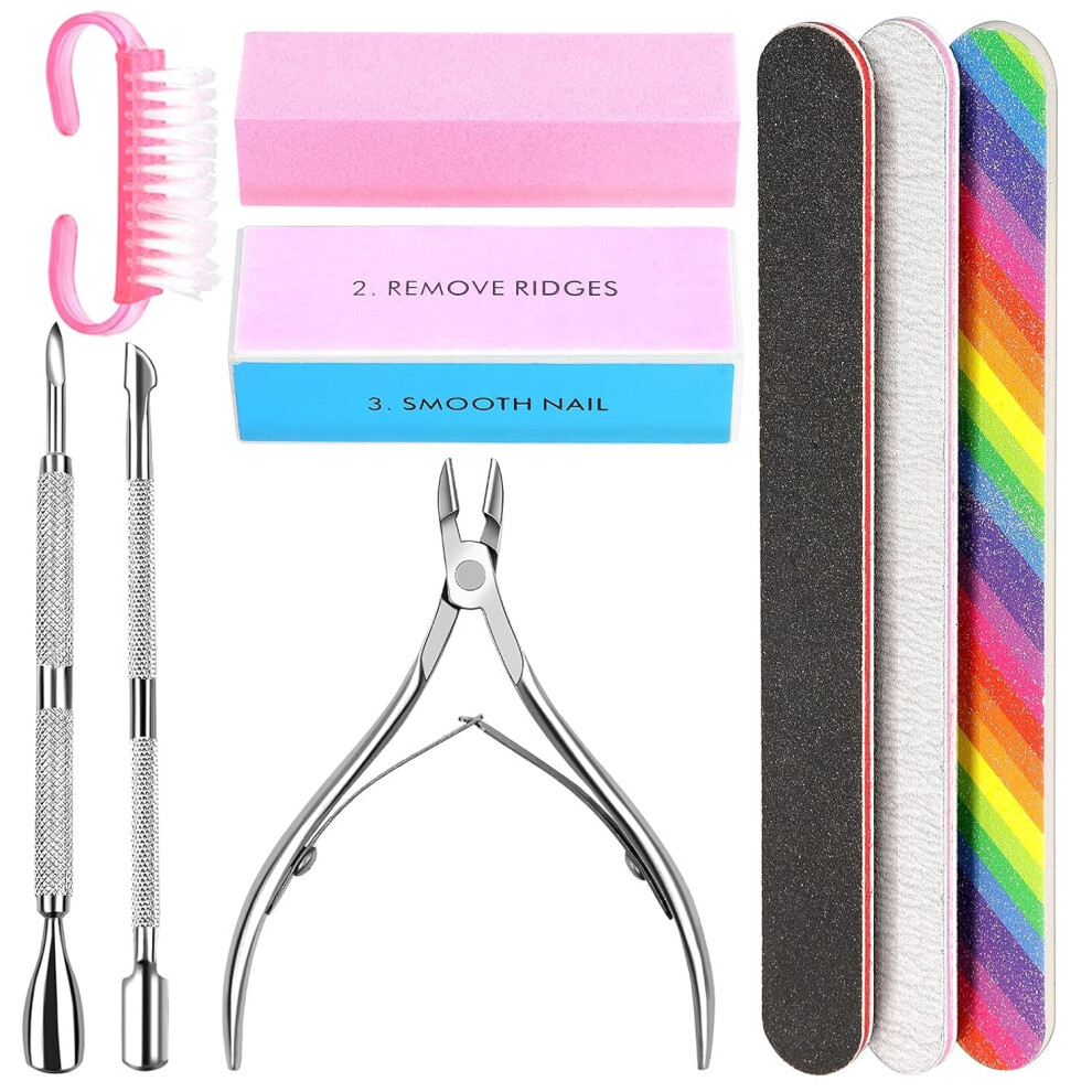 Tianfu Nail File And Buffer- 3Pcs Double Sided Nail File, Rectangular Nail Buffer,Perfect Manicure Tool Kit For Shiny Nail