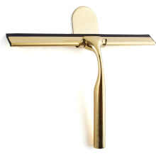 Gold Stainless Steel Bathroom Shower Squeegee[9.8''] Wide Shower Glass Squeegee,High Quality Silicone,No Drilling Holder Shower, for Shower Bathroom