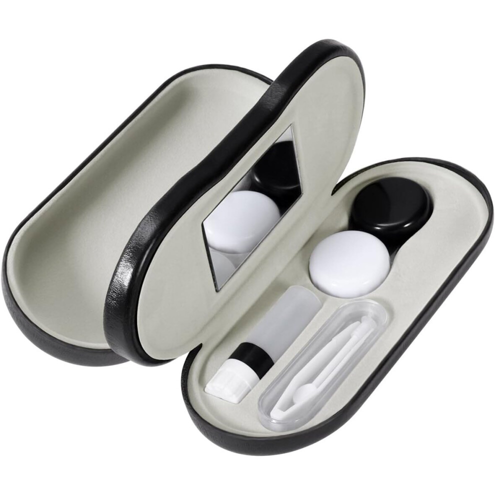 Tianfu Contact Lens Case - Glasses Case 2 In 1 Double Sided Travel Kit - Leakproof Design - Tweezers And Applicator Included - Perfect For Home Travel