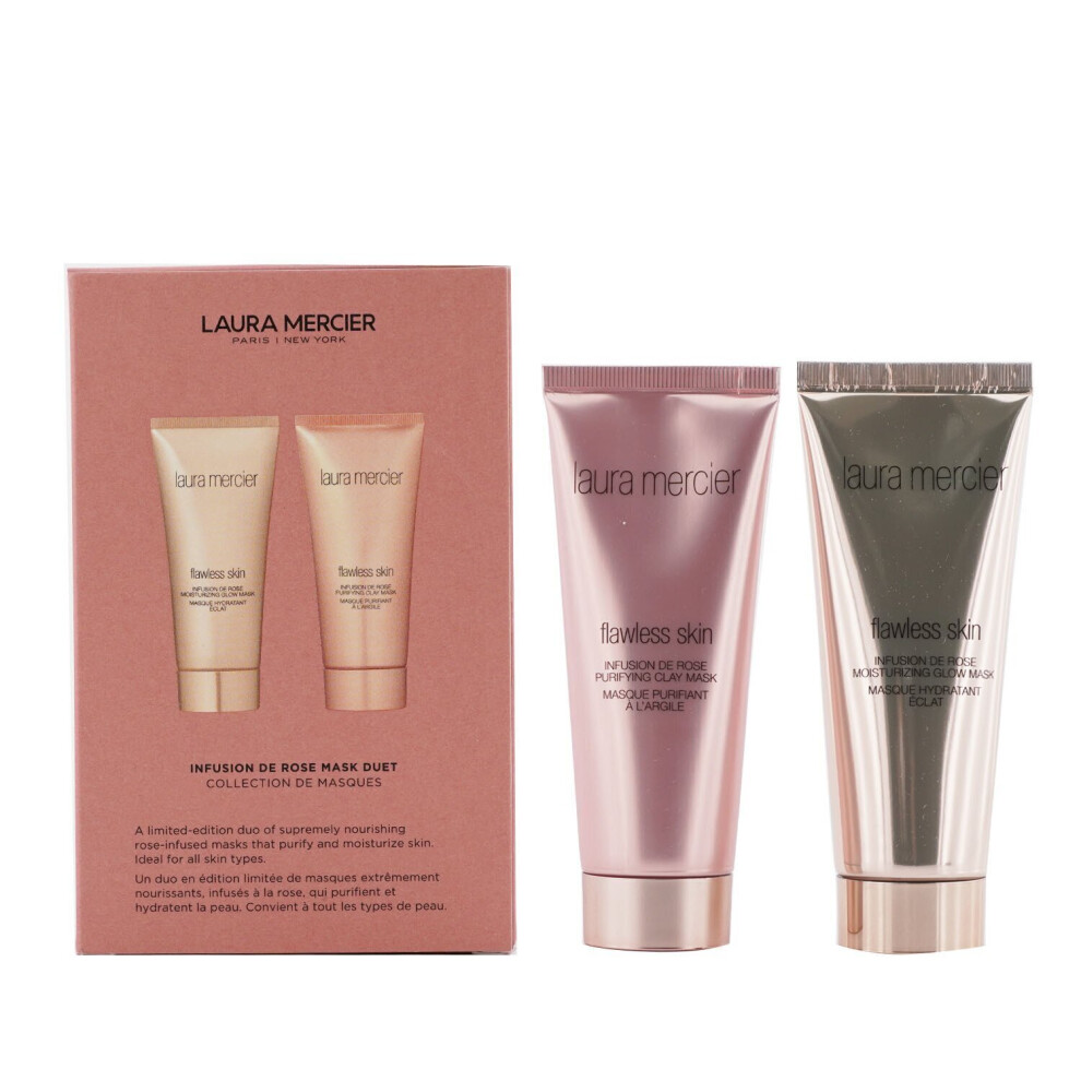 Laura Mercier - Infusion De Rose Mask Duet Set: 1x Flawless Skin Infusion De Rose Moisturizing Glow Mask - 75g/2.5oz + 1x Flawless Skin... 2pcs