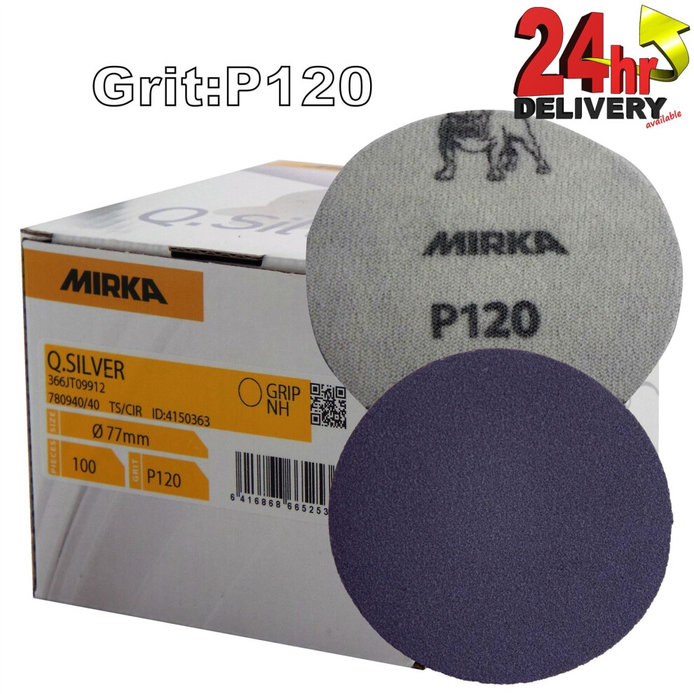 Mirka Q.silver 77Mm (3") P120 Grit 20X Plain Hooknloop Sanding Discs 3513362098464