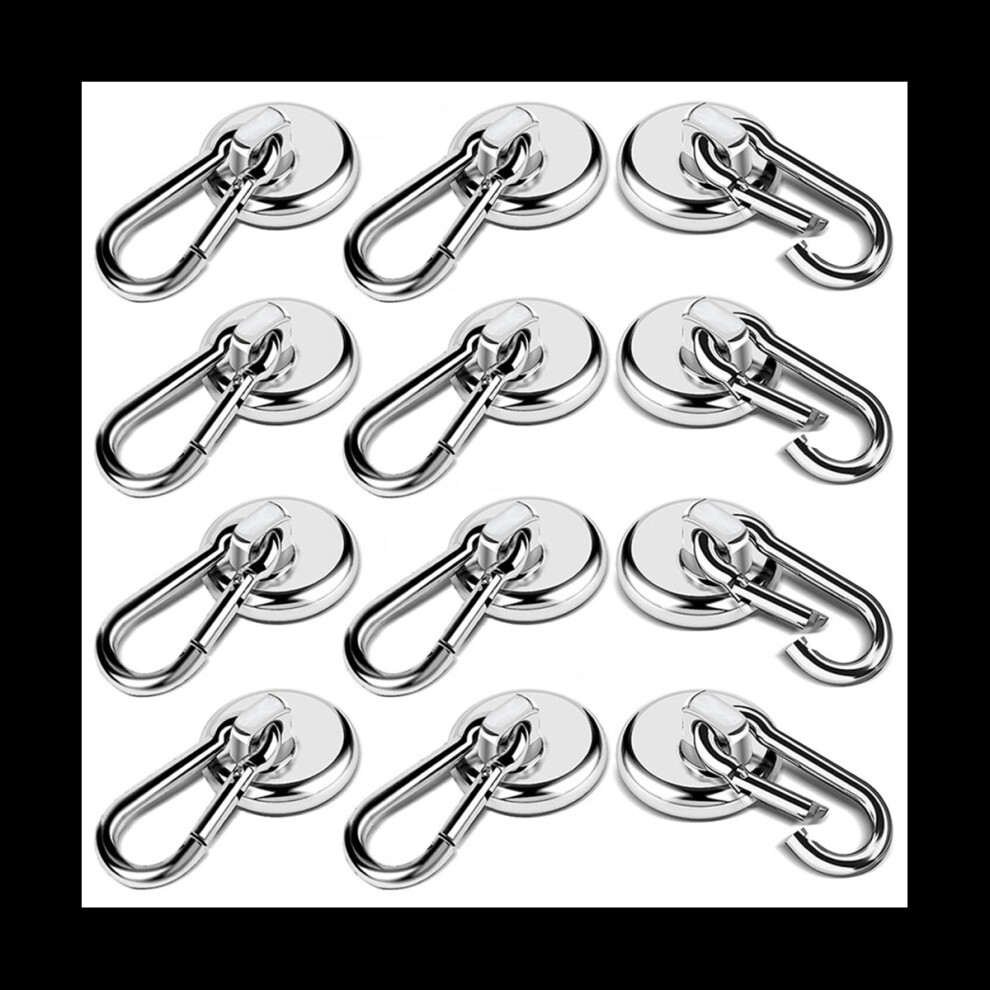 12 Pack Strong Magnetic Hooks, 60Lbs Heavy Duty Magnet Hooks Strong Neodymium Magnets With Carabiner Hook 4763299539939