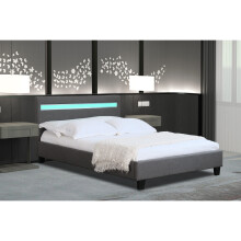 (4ft Small Double, No Mattress) Dark Grey Fabric Modern Bed Frame With LED 3ft 4ft 4ft6 5ft
