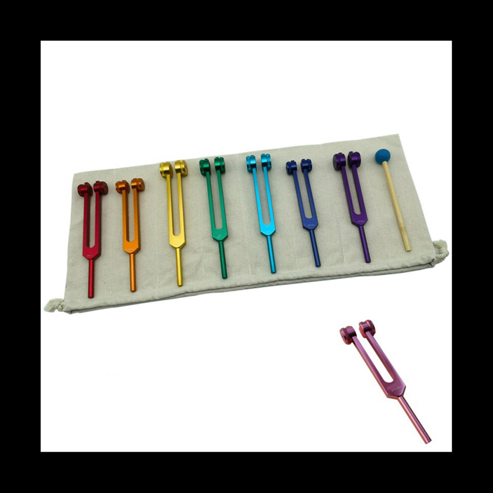 Tlily Eight Colored Chakra Tuning Forks Set For Healing, Sound Healing, Maintaining Perfect Harmony Of Body, Mind And Spirit