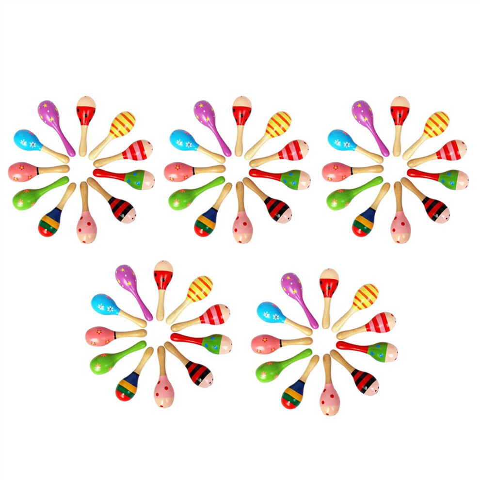 50 PCS Wooden Wood Maraca Rattles Shaker Percussion Kids Musical Toy Favour, Maracas 50, 36 Months Up