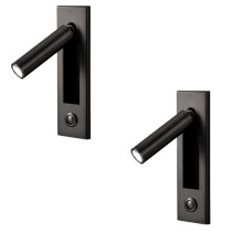 2X Reading Lights,Headboard Wall Light Reading Light Recessed Push Switch Wall for Living Room, Bedroom Black