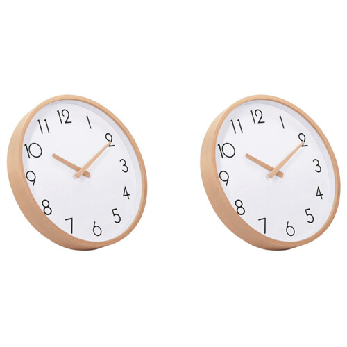 2X Wall Clock Wood 12 Inch Silent Wood Wall Clocks Digital Wall Clock Non Ticking on OnBuy