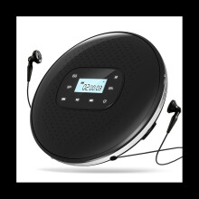 Portable CD Walkman Rechargeable Intelligent Touch Screen CD Player Digital Display Stereo Speaker for Student Black