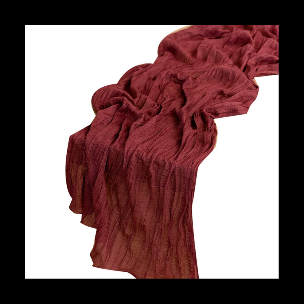 Cheesecloth Table Runner Boho Gauze Cheese Cloth Table Runner Rustic Sheer Runner Long for Wedding Claret 4Pcs