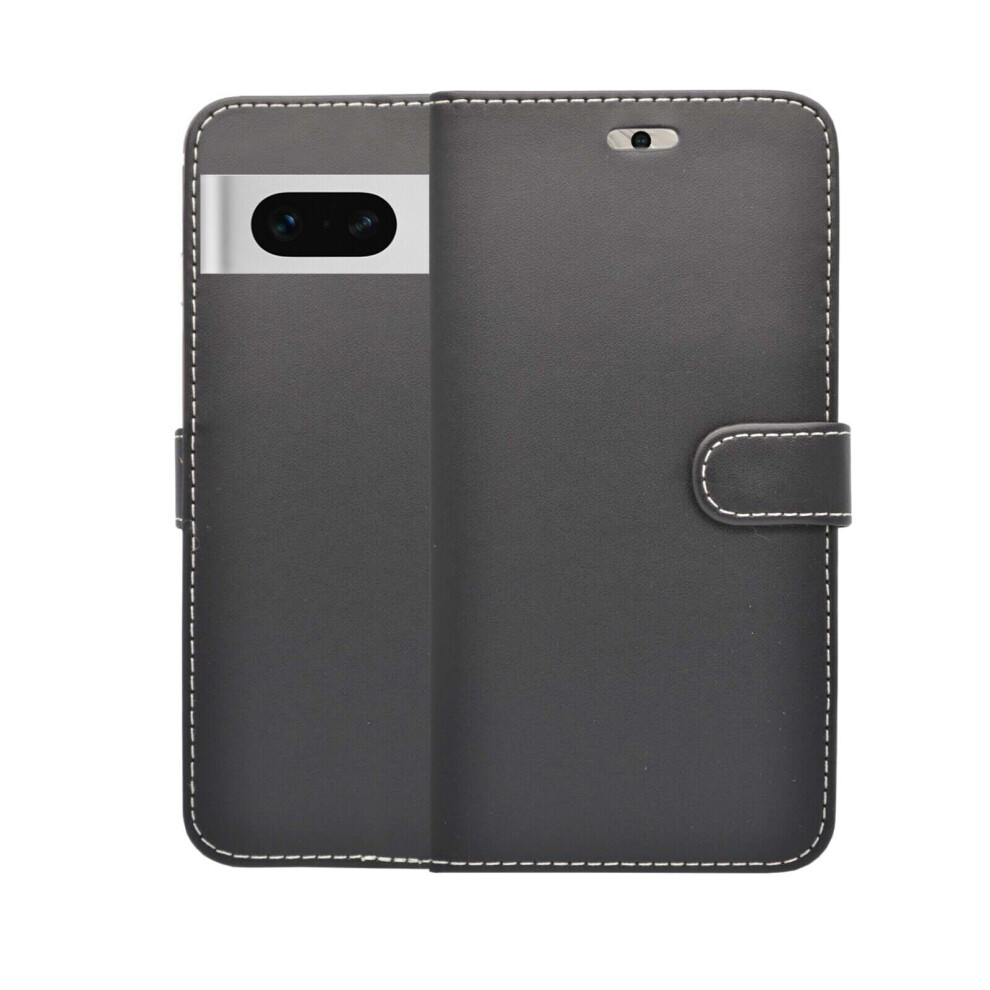 (Black) For Google Pixel 7a Wallet Flip PU Leather Kickstand Card Holder Cover Case