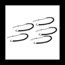 5 Pack Safety Tool Leash,Retractable Bungee Cord with Aluminum Lock Carabiner and Adjustable Loop End Black