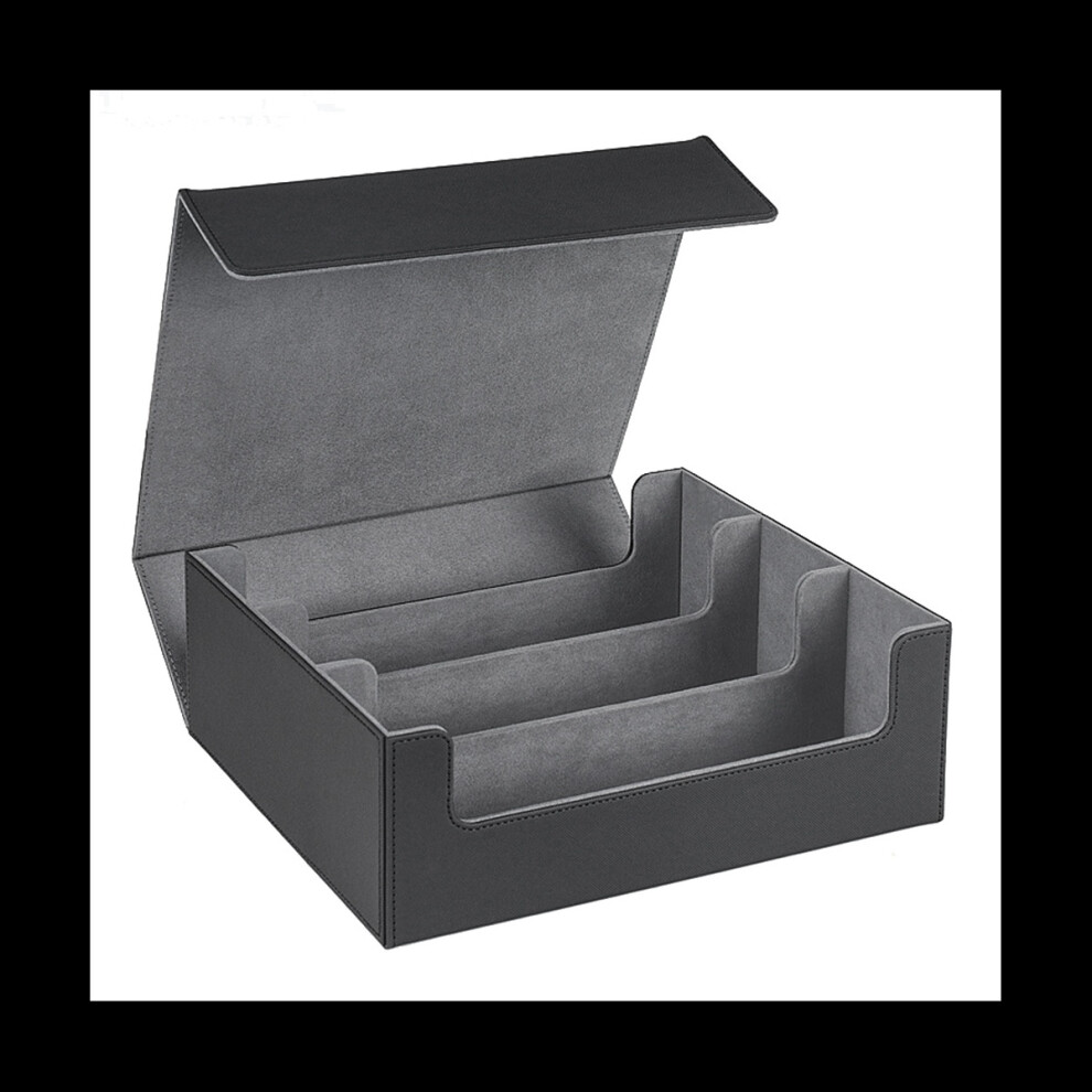Tlily 1800+ Card Deck Case For Trading Cards, Magnetic Card Storage Box Top Side-Loading Deck Case Game Cards Box Black+Gray
