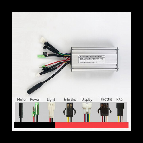 Electric Bicycle KT-22A Controller 36V/48V 9 Tubes Square Wave SM Connector Controller with Double Headed Light Line 1