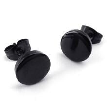 Schmuck Herren-Ohrringe, 10mm Kreis Ohrstecker, 2 Stück (1 Paar), Edelstahl, Schwarz
