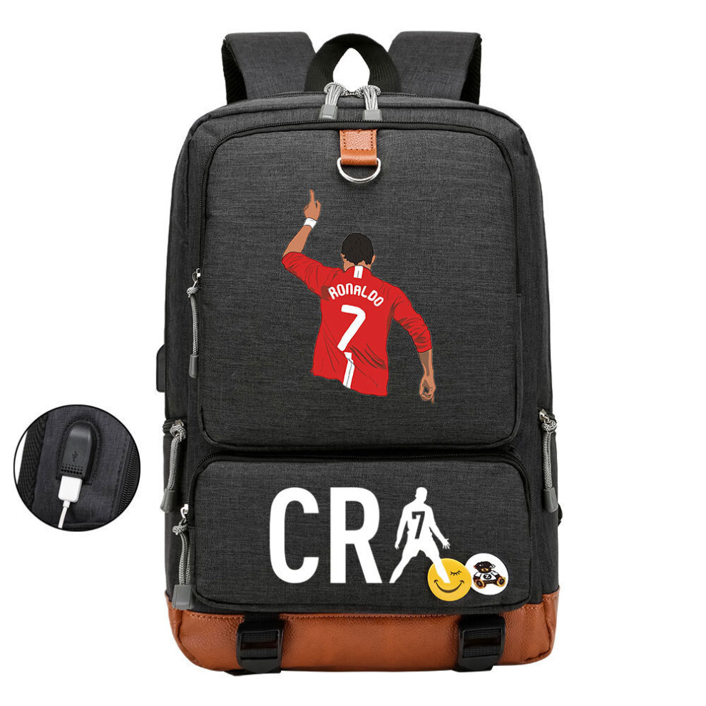 (No.3) CR7 Football Backpack 3D Printe Teens Shoulder Bags with USB Port-image-OPC-PCFD5SP-NEW