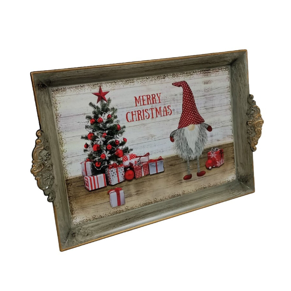 Christmas Gonk Tea Serving Tray Plastic Drinks Snack Tray 40cm x 26cm
