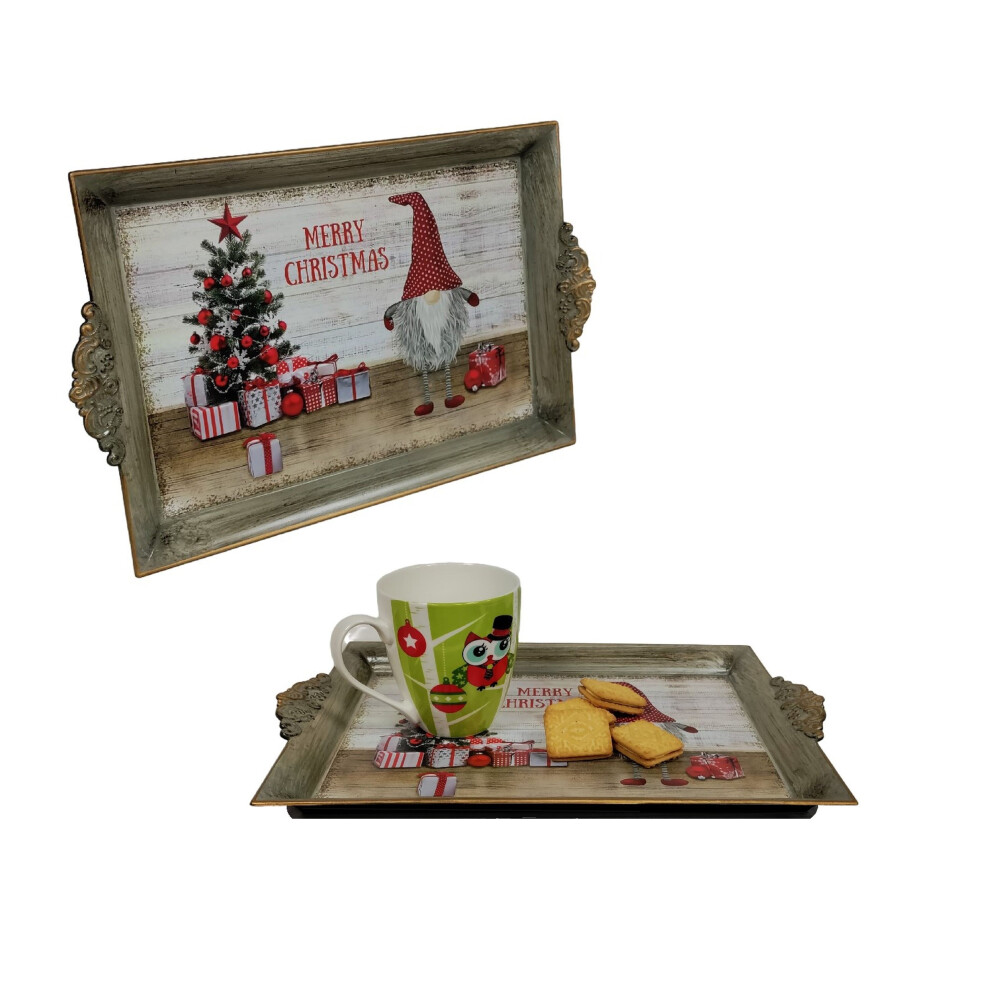 Premier 2 Christmas Gonk Tea Serving Trays Plastic Drink Snack Tray 40Cmx26cm