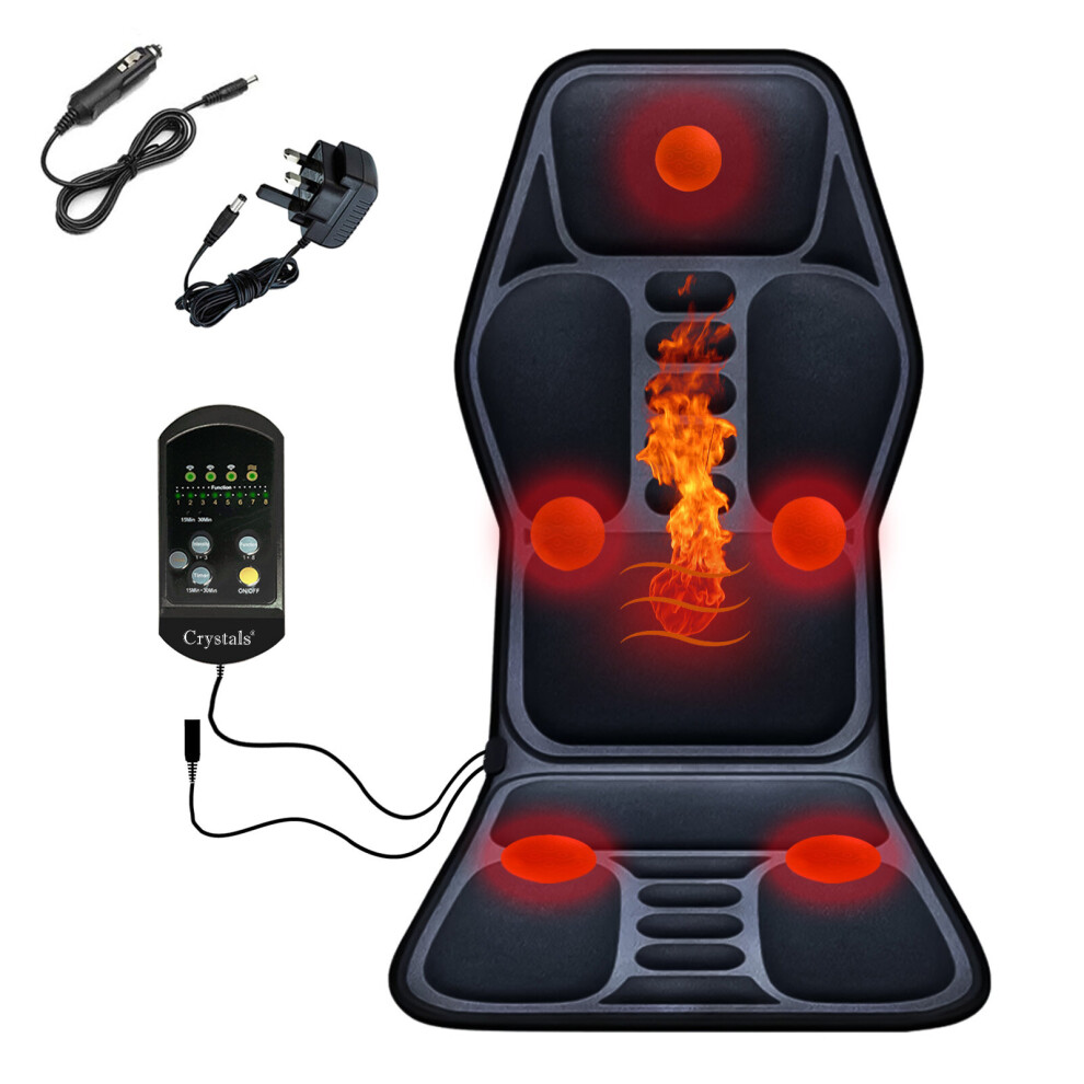 Denny Int Ltd 8-Mode Full Back Massage Vibration Cushion Car Chair Seat Pad Mat Heat Massager