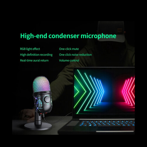 USB Condenser Microphone with Noise Cancellation USB Gaming Microphone for Pc Computer Laptop Video Singing Recording 1