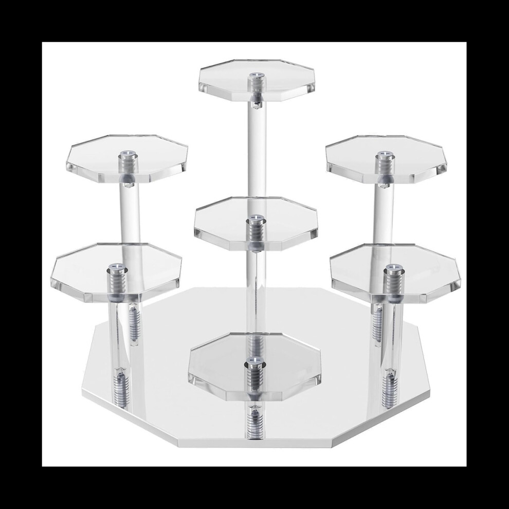 Acrylic Risers Display Stand,7Tier Perfume Organizer and Cupcake Stand,Storage Display Stand for Collectibles and Crafts