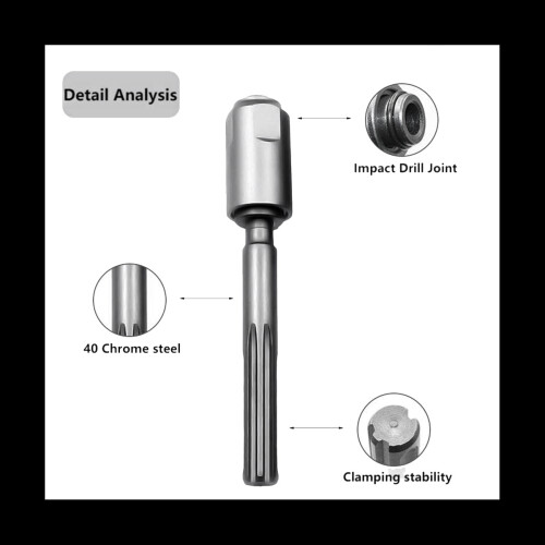 SDS Max To SDS Plus Adapter, Drill Chuck Conversion Tool for SDS Max Hammers Impact Drill Converter Quick Tool Silver 1
