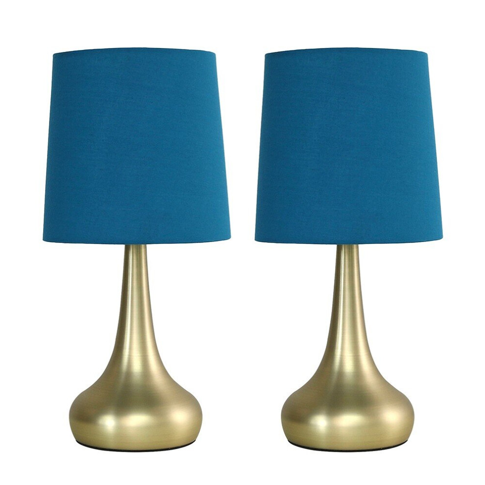 Teardrop Pair of Gold Table Lamp Touch On/Off Dimmable