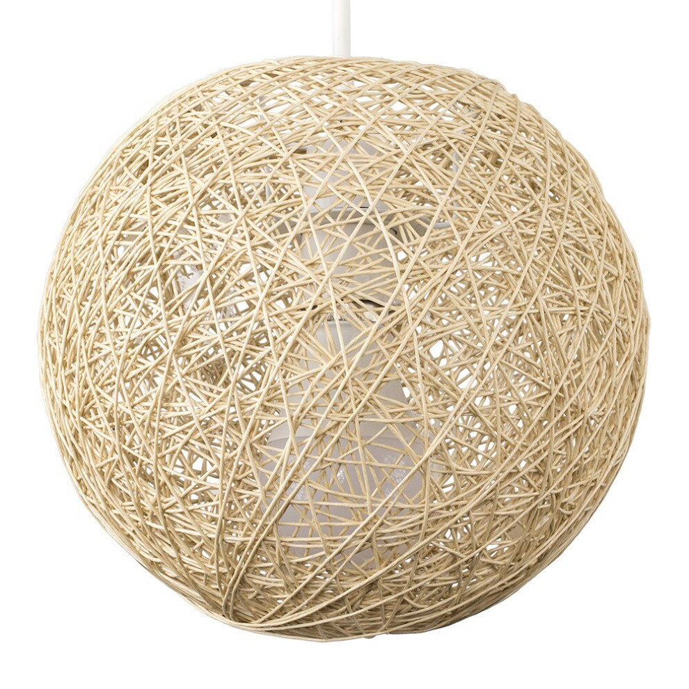 Bjorn Small Ratten Wicker Cream Ceiling Pendant Shade
