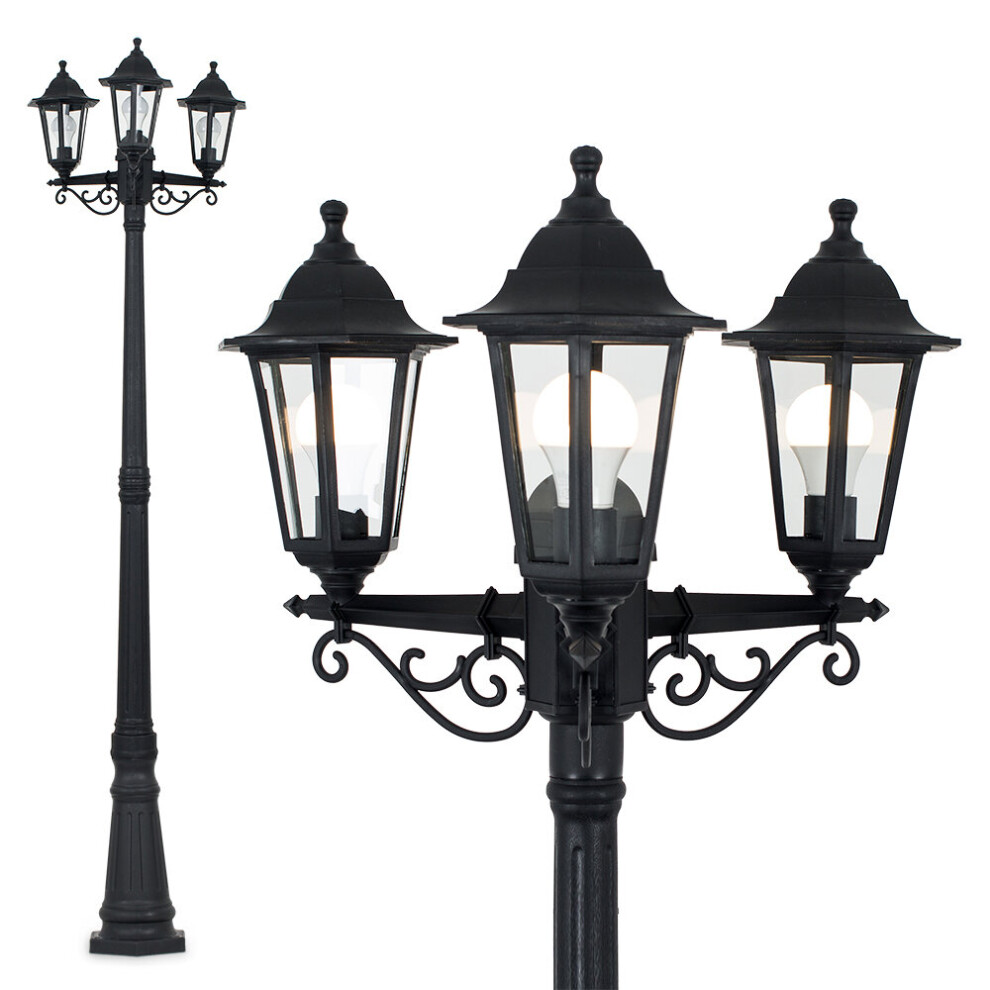 Mayfair 3 Way Black Outdoor Ground Post Light