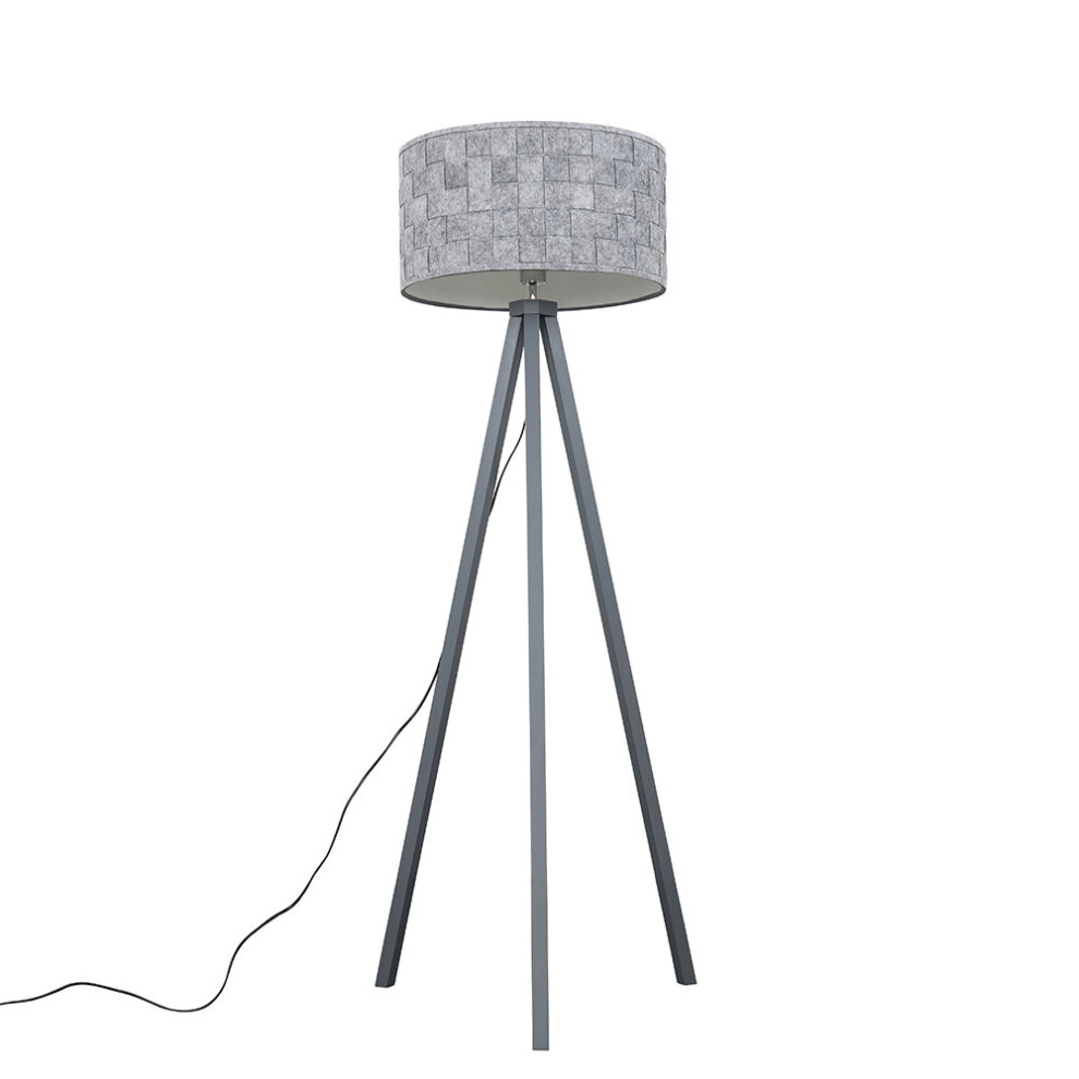 Barbro Tripod Wood Grey Floor Lamp