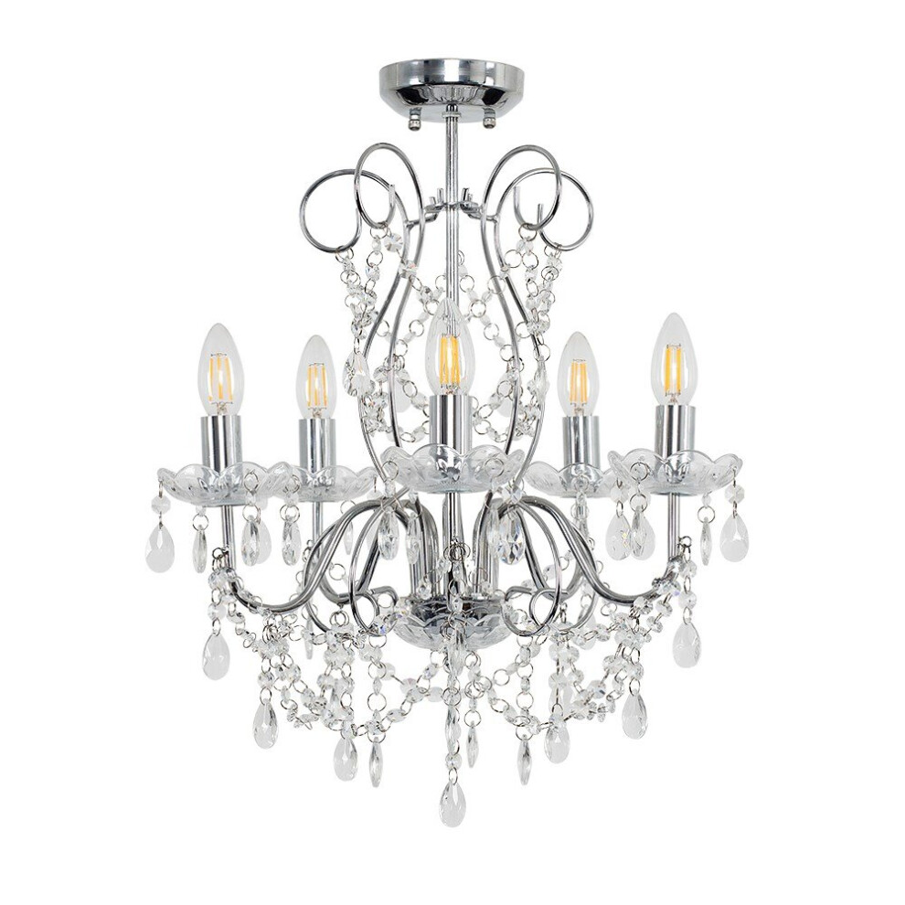 Viscount 5 Way Silver Ceiling Light Droplets Pendant