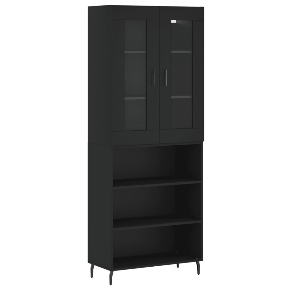 vidaXL Highboard Sideboard Cupboard Storage Cabinet Black Engineered Wood