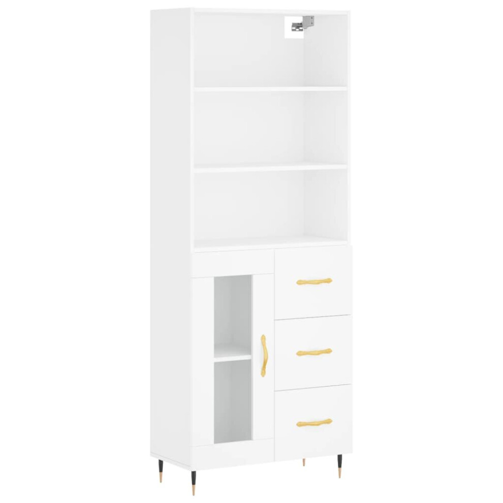 vidaXL Highboard Sideboard Cupboard Storage Cabinet White Engineered Wood