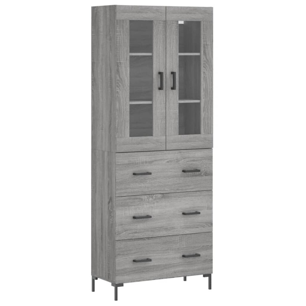 Vidaxl Highboard Sideboard Cupboard Side Cabinet Grey Sonoma Engineered Wood