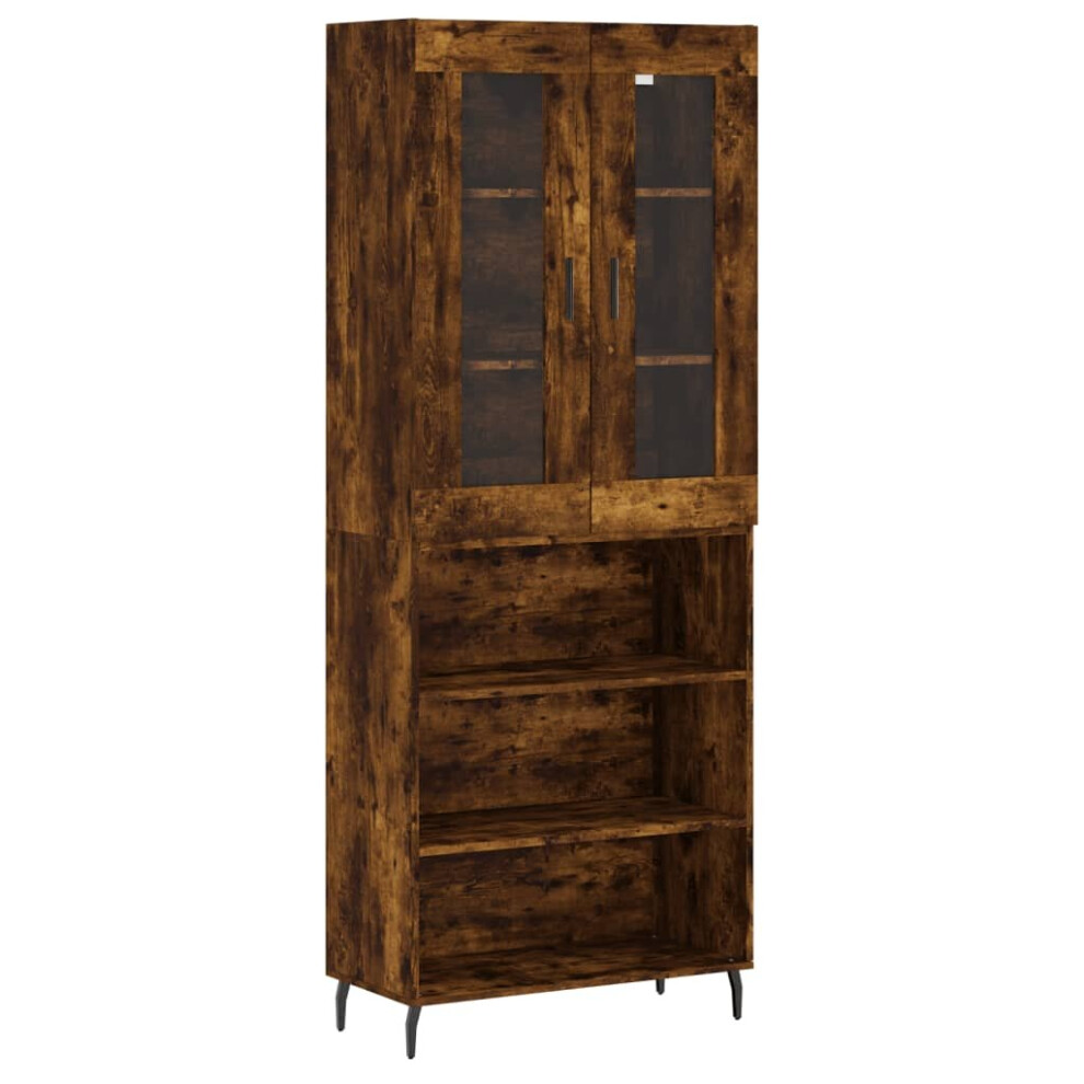 vidaXL Highboard Sideboard Cupboard Storage Cabinet Smoked Oak Engineered Wood