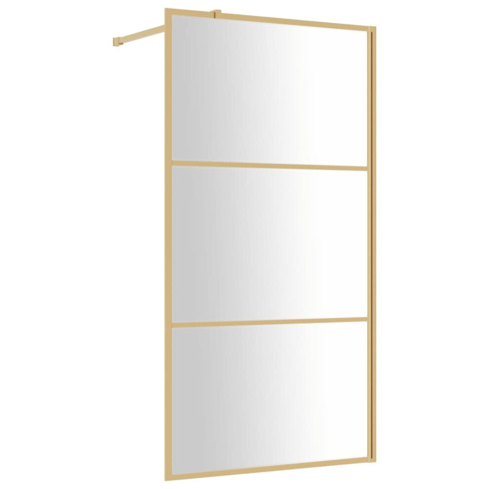 Vidaxl Walk-In Shower Wall Bath Screen Shower Screen With Clear Esg Glass Gold
