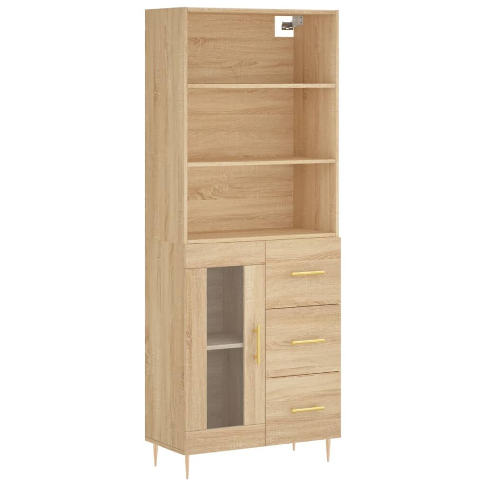 Vidaxl Highboard Sideboard Cupboard Storage Cabinet Sonoma Oak Engineered Wood