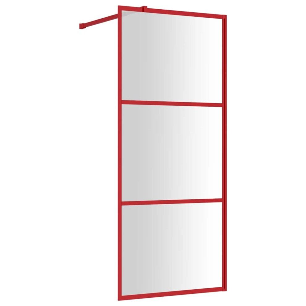 vidaXL Walk-in Shower Wall Bath Screen Shower Screen with Clear ESG Glass Red