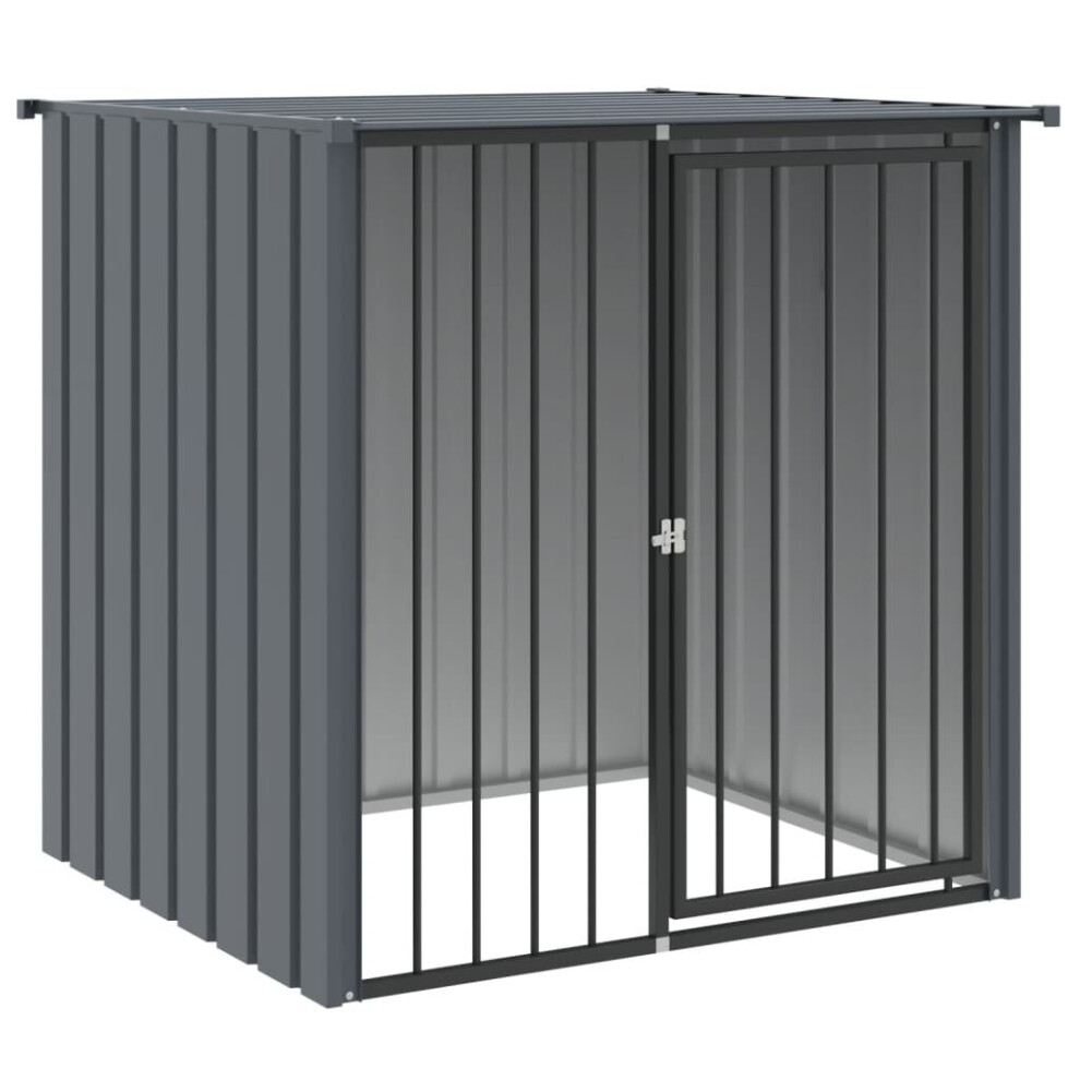 vidaXL Dog House Dog Kennel with Roof Dog Cage Crate Black Galvanised Steel