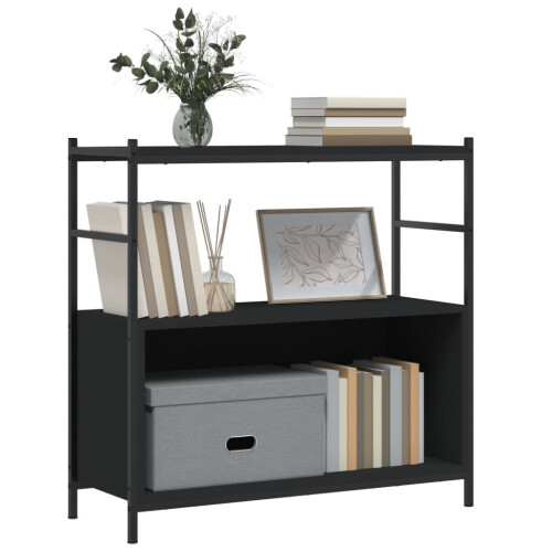 VidaXL vidaXL Bookshelf Display Storage Unit Bookcase Black Engineered Wood and Iron 2