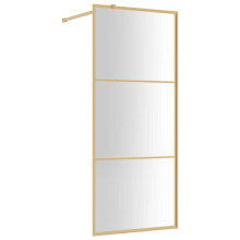 vidaXL Duschwand für Begehbare Dusche mit ESG Klarglas Golden 80x195cm