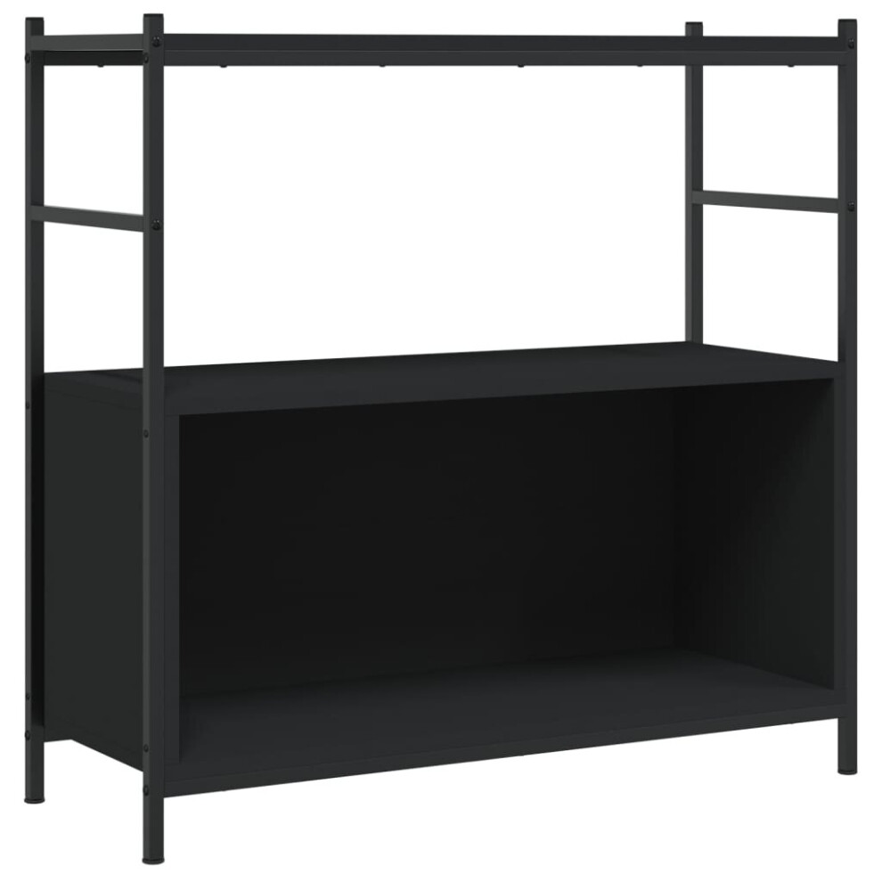 vidaXL Bookshelf Display Storage Unit Bookcase Black Engineered Wood and Iron