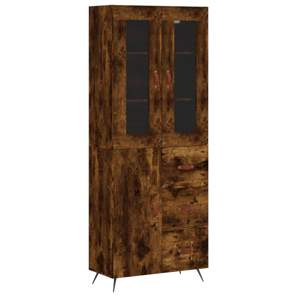 Vidaxl Highboard Sideboard Cupboard Storage Cabinet Smoked Oak Engineered Wood