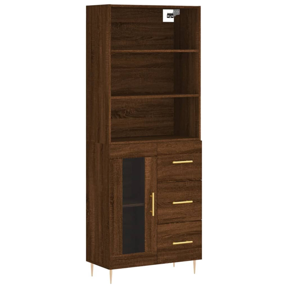 vidaXL Highboard Sideboard Cupboard Storage Cabinet Brown Oak Engineered Wood